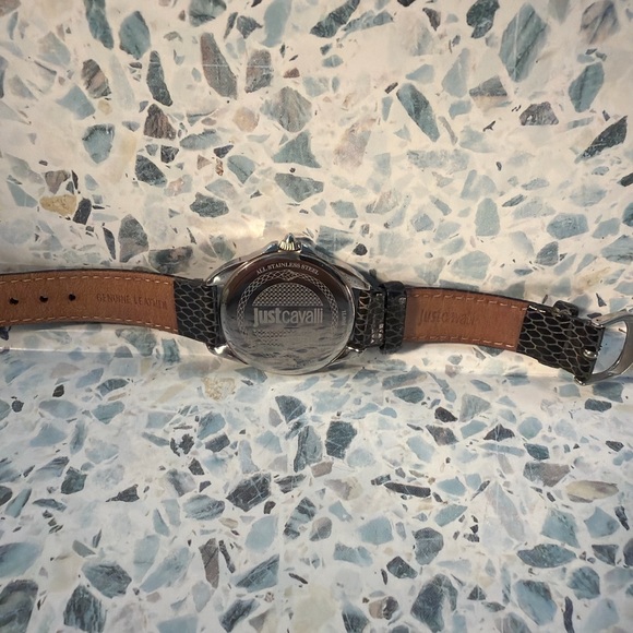 Just Cavalli Snake Print Leather Watch Silver Tone Statement Dial - Picture 3 of 4